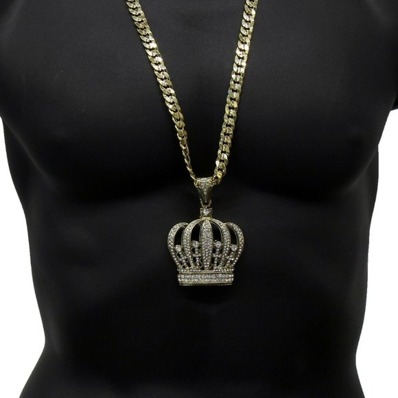 Gold Crown 30" Cuban Chain + Pendant